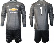 Wholesale Cheap Men 2020-2021 club Manchester united away long sleeve 1 black Soccer Jerseys