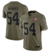 Wholesale Cheap Men's San Francisco 49ers #54 Fred Warner 2022 Olive Salute To Service Limited Stitched Jersey