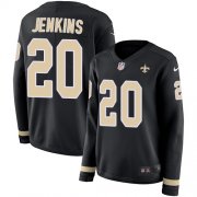 Wholesale Cheap Nike Saints #20 Janoris Jenkins Black Team Color Women's Stitched NFL Limited Therma Long Sleeve Jersey