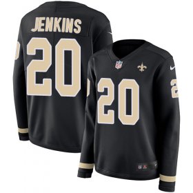 Wholesale Cheap Nike Saints #20 Janoris Jenkins Black Team Color Women\'s Stitched NFL Limited Therma Long Sleeve Jersey