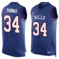 Wholesale Cheap Nike Bills #34 Thurman Thomas Royal Blue Team Color Men's Stitched NFL Limited Tank Top Jersey