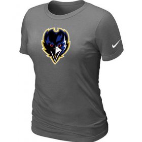 Wholesale Cheap Women\'s Baltimore Ravens Team Logo T-Shirt Dark Grey