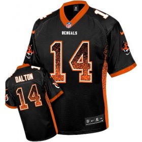 Wholesale Cheap Nike Bengals #14 Andy Dalton Black Team Color Men\'s Stitched NFL Elite Drift Fashion Jersey
