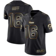 Wholesale Cheap Nike Rams #16 Jared Goff Black/Gold Men's Stitched NFL Vapor Untouchable Limited Jersey