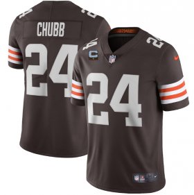 Wholesale Cheap Men\'s Cleveland Browns 2022 #24 Nick Chubb Brown With 1-star C Patch Vapor Untouchable Limited NFL Stitched Jersey