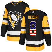Wholesale Cheap Adidas Penguins #8 Mark Recchi Black Home Authentic USA Flag Stitched NHL Jersey