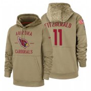 Wholesale Cheap Arizona Cardinals #11 Larry Fitzgerald Nike Tan 2019 Salute To Service Name & Number Sideline Therma Pullover Hoodie
