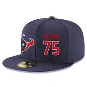 Wholesale Cheap Houston Texans #75 Vince Wilfork Snapback Cap NFL Player Navy Blue with Red Number Stitched Hat