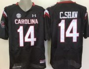 Wholesale Cheap Men's South Carolina Gamecocks #14 Connor Shaw Black NCAA Football Under Armour Jersey