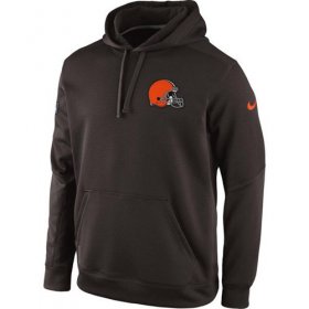 Wholesale Cheap Cleveland Browns Historic Logo Nike KO Chain Fleece Pullover Performance Hoodie Brown