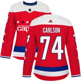 Wholesale Cheap Adidas Capitals #74 John Carlson Red Alternate Authentic Women\'s Stitched NHL Jersey
