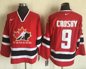 Wholesale Cheap Team CA. #9 Sidney Crosby Red/Black 2002 Olympic Nike Throwback Stitched NHL Jersey
