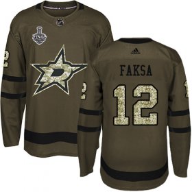 Cheap Adidas Stars #12 Radek Faksa Green Salute to Service Youth 2020 Stanley Cup Final Stitched NHL Jersey