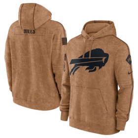 Wholesale Cheap Men\'s Buffalo Bills 2023 Brown Salute to Service Pullover Hoodie