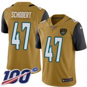 Wholesale Cheap Nike Jaguars #47 Joe Schobert Gold Youth Stitched NFL Limited Rush 100th Season Jersey