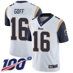 Wholesale Cheap Nike Rams #16 Jared Goff White Men\'s Stitched NFL 100th Season Vapor Limited Jersey