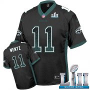 Wholesale Cheap Nike Eagles #11 Carson Wentz Black Alternate Super Bowl LII Men's Stitched NFL Elite Drift Fashion Jersey