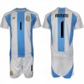 Cheap Men's Argentina #1 Armani White Blue 2024-25 Home Soccer Jersey Suit