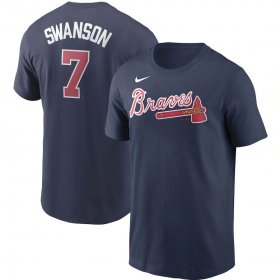 Wholesale Cheap Atlanta Braves #7 Dansby Swanson Nike Name & Number T-Shirt Navy