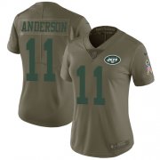 Wholesale Cheap Nike Jets #11 Robby Anderson Olive Women's Stitched NFL Limited 2017 Salute to Service Jersey