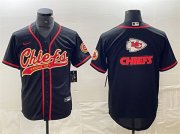 Cheap Men's Kansas City Chiefs Black Team Big Logo With Patch Cool Base Stitched Baseball Jersey