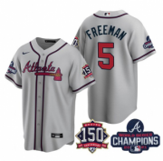 Wholesale Cheap Men's Navy Atlanta Braves #5 Freddie Freeman 2021 World Series Champions With 150th Anniversary Patch Cool Base Stitched Jersey