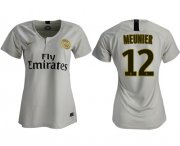 Wholesale Cheap Women's Paris Saint-Germain #12 Meunier Away Soccer Club Jersey