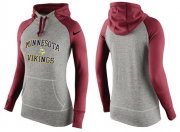 Wholesale Cheap Women's Nike Minnesota Vikings Performance Hoodie Grey & Red