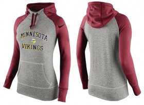Wholesale Cheap Women\'s Nike Minnesota Vikings Performance Hoodie Grey & Red