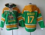 Wholesale Cheap Ducks #17 Ryan Kesler Green Sawyer Hooded Sweatshirt Stitched NHL Jersey