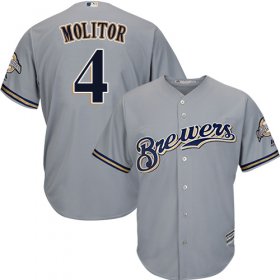 Wholesale Cheap Brewers #4 Paul Molitor Grey Cool Base Stitched Youth MLB Jersey
