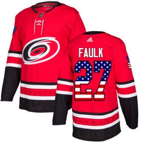 Wholesale Cheap Adidas Hurricanes #27 Justin Faulk Red Home Authentic USA Flag Stitched NHL Jersey