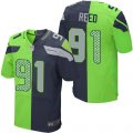 Wholesale Cheap Nike Seahawks #91 Jarran Reed Steel Blue/Green Men's Stitched NFL Elite Split Jersey