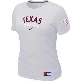 Wholesale Cheap Women\'s Texas Rangers Nike Short Sleeve Practice MLB T-Shirt White