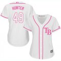 Wholesale Cheap Rays #49 Tommy Hunter White/Pink Fashion Women's Stitched MLB Jersey