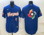 Cheap Men's Venezuela Baseball 2023 Royal World Big Logo With Patch Classic Stitched Jerseys
