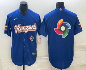 Cheap Men\'s Venezuela Baseball 2023 Royal World Big Logo With Patch Classic Stitched Jerseys