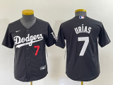 Wholesale Cheap Youth Los Angeles Dodgers #7 Julio Urias Number Black Turn Back The Clock Stitched Cool Base Jersey2