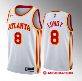Wholesale Cheap Men\'s Atlanta Hawks #8 Seth Lundy White 2023 Draft Association Edition Stitched Basketball Jersey