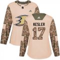 Wholesale Cheap Adidas Ducks #17 Ryan Kesler Camo Authentic 2017 Veterans Day Women's Stitched NHL Jersey