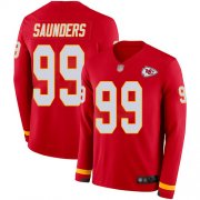 Wholesale Cheap Nike Chiefs #99 Khalen Saunders Red Team Color Men's Stitched NFL Limited Therma Long Sleeve Jersey