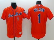 Wholesale Cheap Men New York Mets 1 Wilson Orange Elite 2021 MLB Jerseys