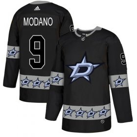 Wholesale Cheap Adidas Stars #9 Mike Modano Black Authentic Team Logo Fashion Stitched NHL Jersey
