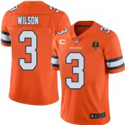 Wholesale Cheap Men's Denver Broncos #3 Russell Wilson Orange With C Patch & Walter Payton Patch Limited Stitched Jersey