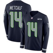 Wholesale Cheap Nike Seahawks #14 D.K. Metcalf Steel Blue Team Color Men's Stitched NFL Limited Therma Long Sleeve Jersey