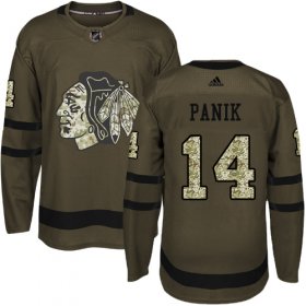 Wholesale Cheap Adidas Blackhawks #14 Richard Panik Green Salute to Service Stitched Youth NHL Jersey