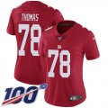 Wholesale Cheap Nike Giants #78 Andrew Thomas Red Alternate Women's Stitched NFL 100th Season Vapor Untouchable Limited Jersey