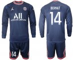 Wholesale Cheap Men 2021-2022 ClubParis Saint-Germainhome blue Long Sleeve 14 Soccer Jersey