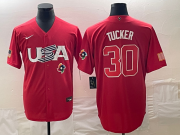 Cheap Men's USA Baseball #30 Kyle Tucker 2023 Red World Classic With Patch Stitched Jerseys