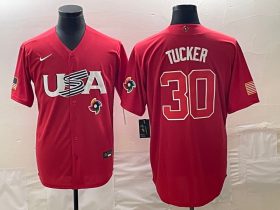 Cheap Men\'s USA Baseball #30 Kyle Tucker 2023 Red World Classic With Patch Stitched Jerseys